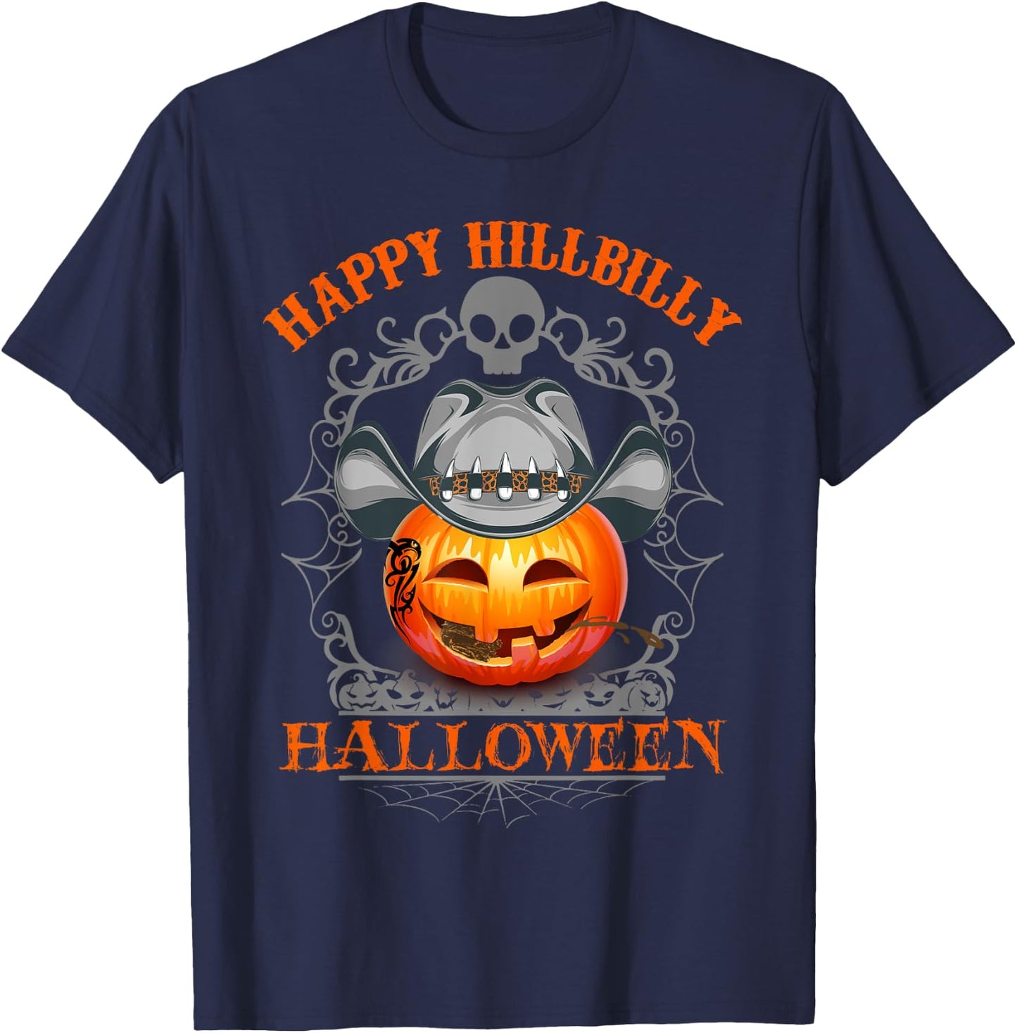 Hillbilly Pumpkin Halloween Lover Cute Birthday Gift Shirt T-Shirt - T-Shirt | Navy