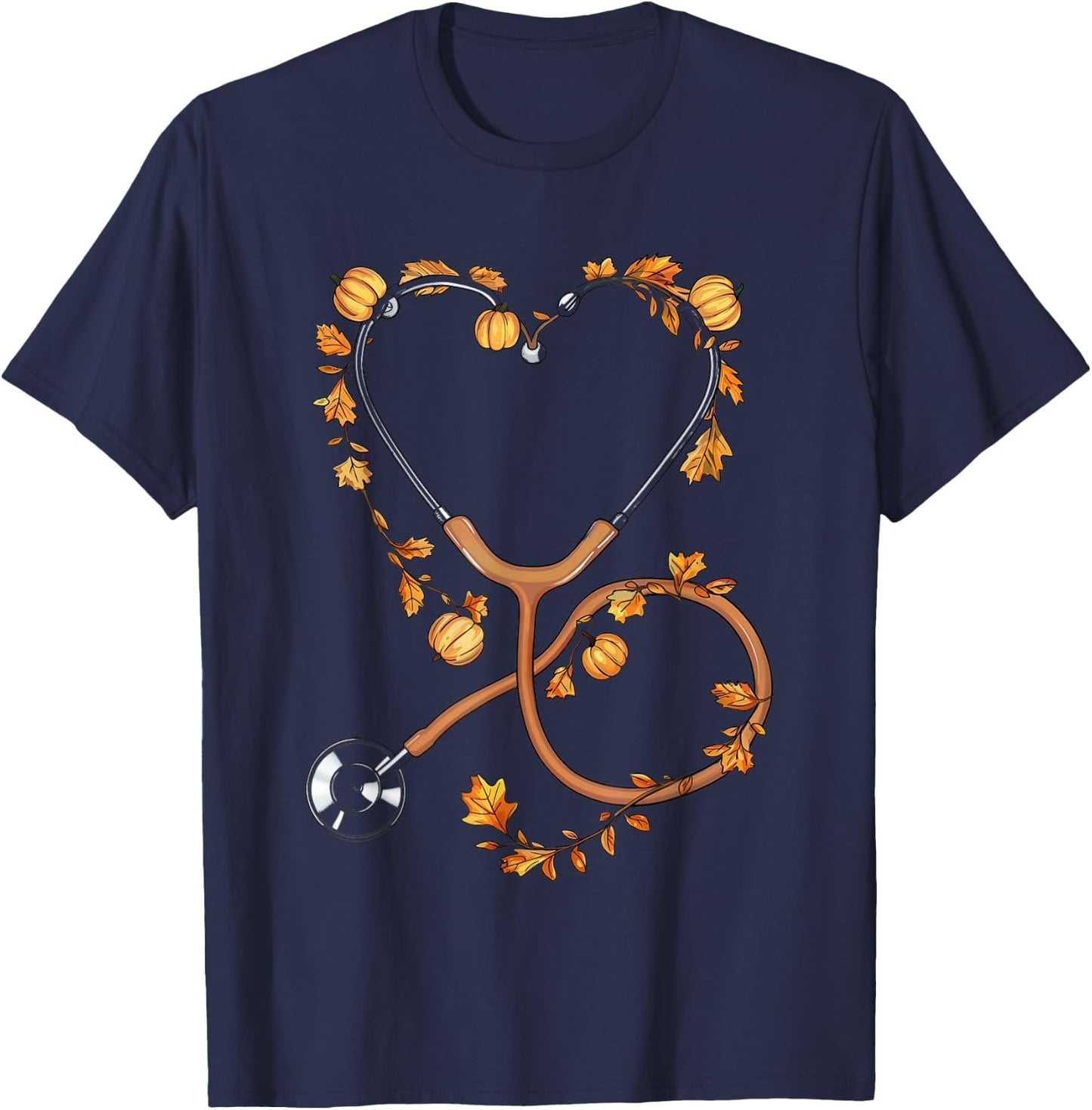 Nurse Thanksgiving Stethoscope Nursing Student Colleagues T-Shirt - T-Shirt | Navy