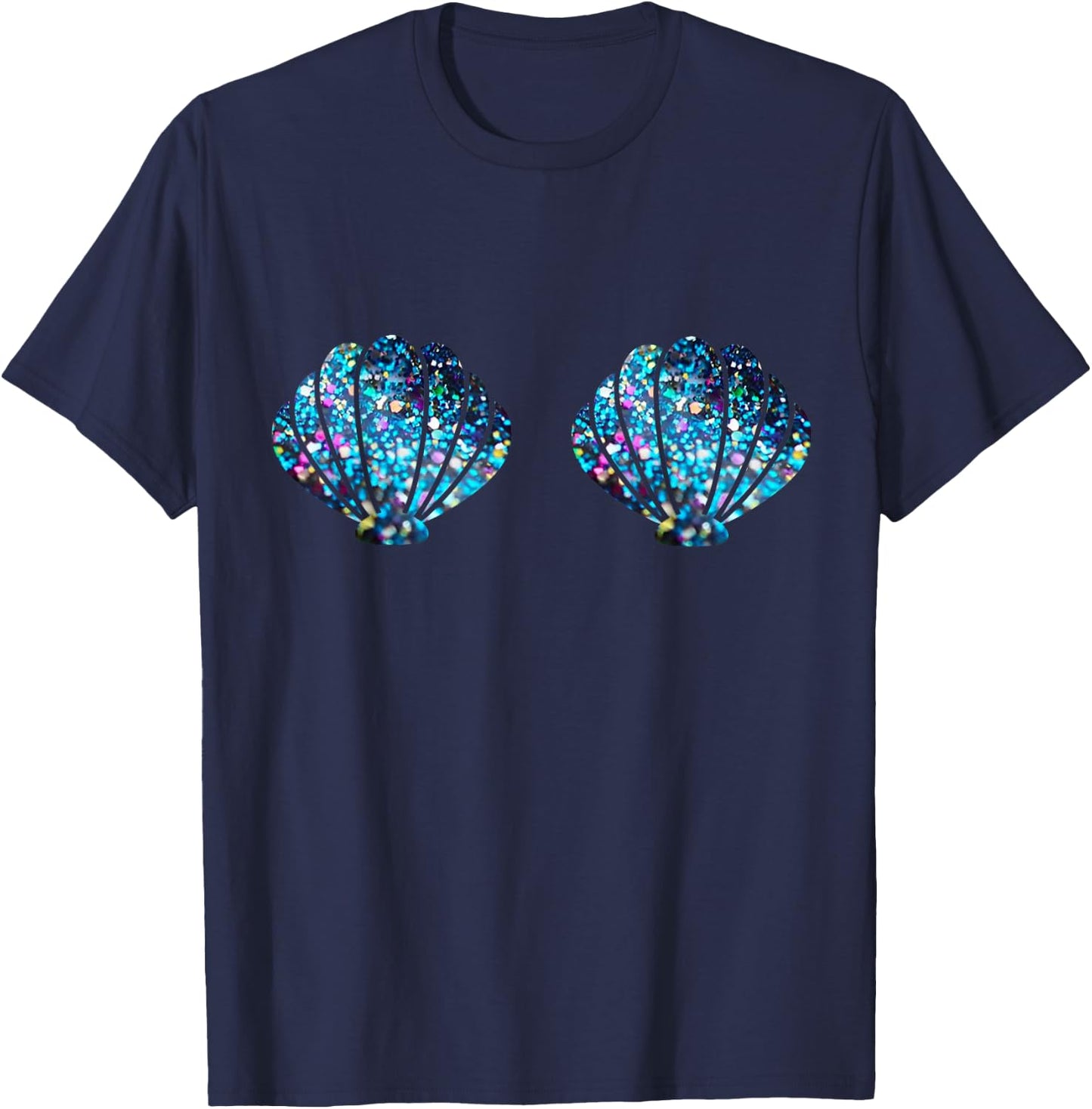 Mermaid Shell Shirt Mermaid Top Festival Birthday Party T-Shirt - T-Shirt | Navy