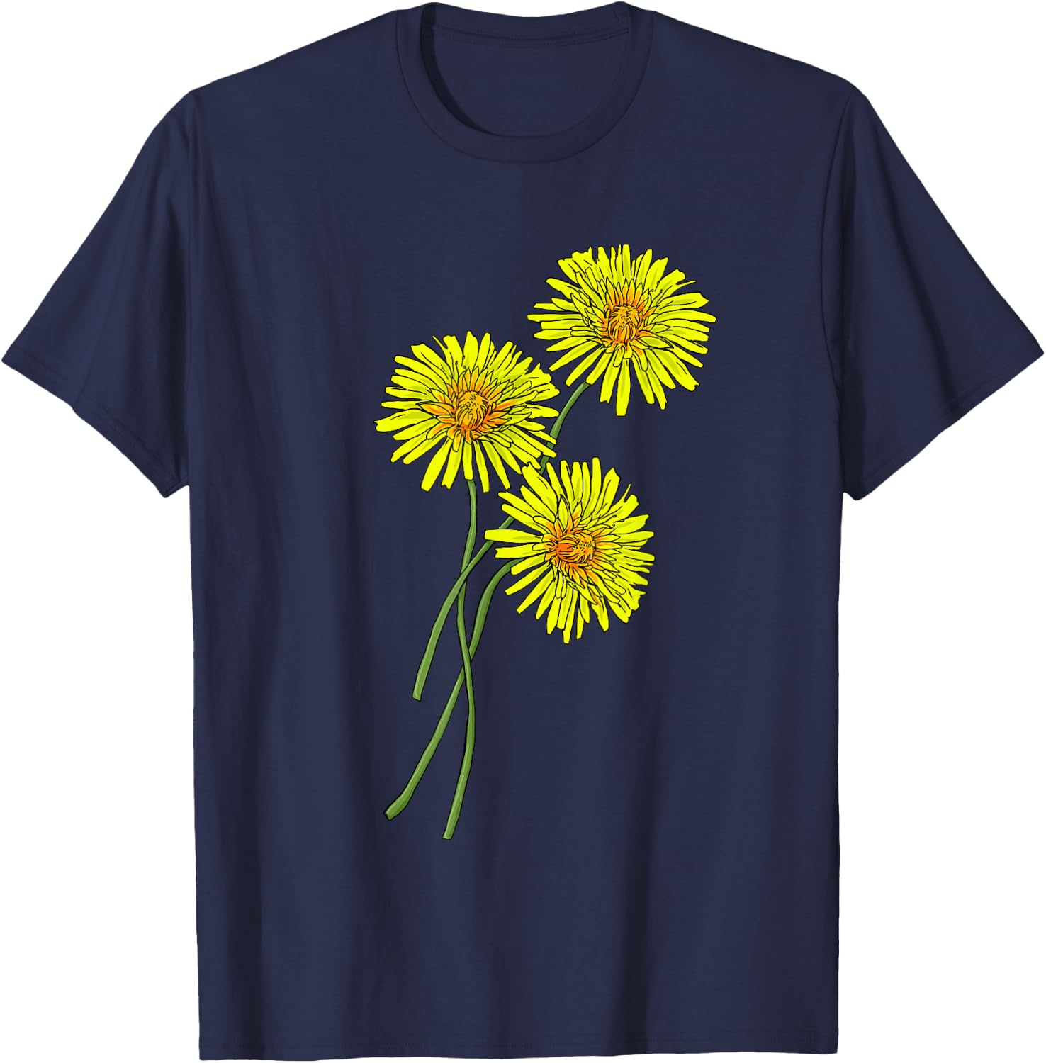 Dandelion & Thistle Bouquet Gift yellow Flowers Friends T-Shirt - T-Shirt | Navy