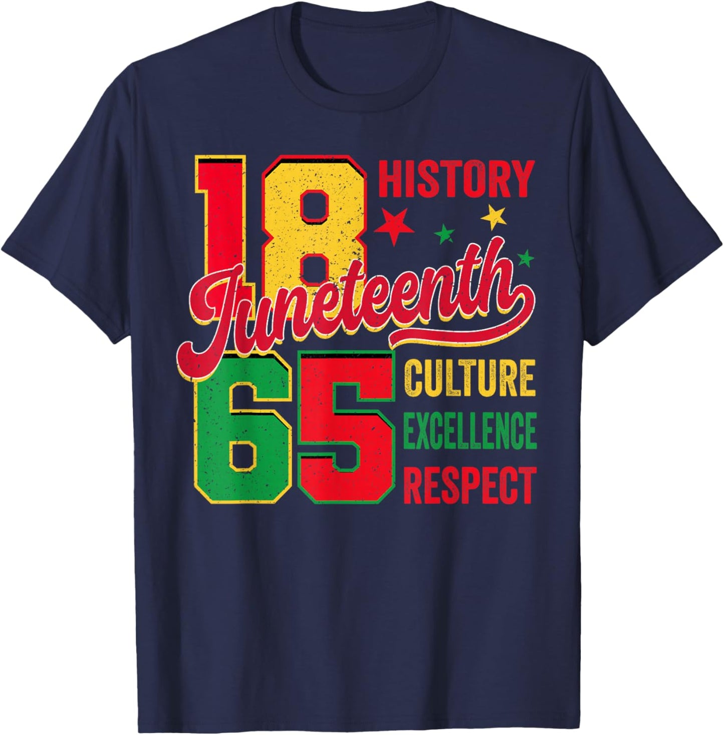 Juneteenth 1865 Black History Culture Excellence Respect T-Shirt - T-Shirt | Navy