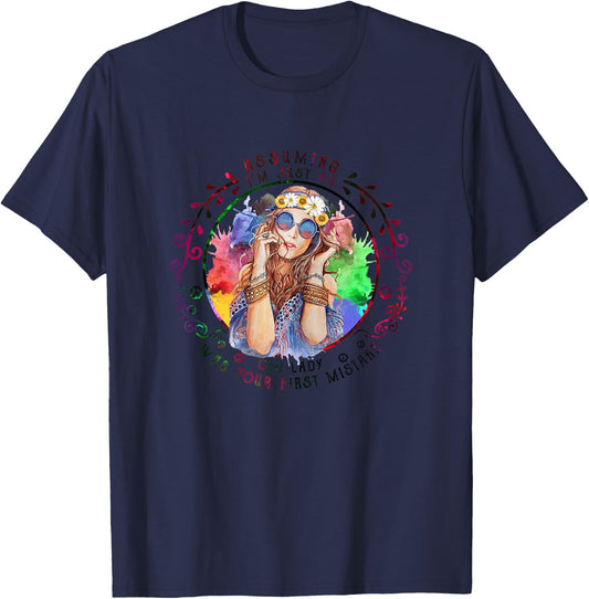 Assuming I'm Just An Old Lady Was Your First Mistake Hippie T-Shirt - T-Shirt | Navy