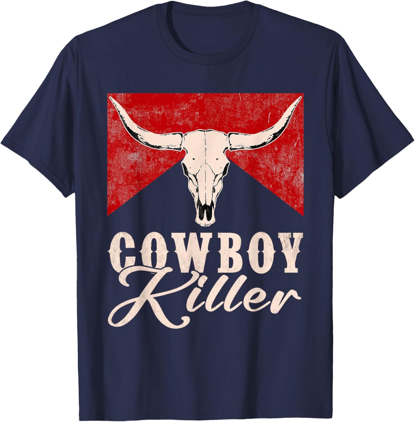 Killers Vintage Cowboy Western Rodeo Bull-Skull T-Shirt - T-Shirt | Navy