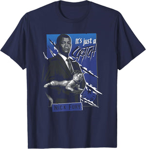 Marvel Captain Marvel Nick Fury and Goose Just a Scratch T-Shirt - T-Shirt | Navy