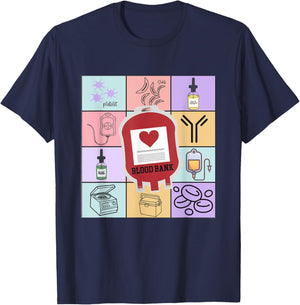 Blood Bank Tech Laboratory Blood Transfusion Blood Banker T-Shirt - T-Shirt | Navy