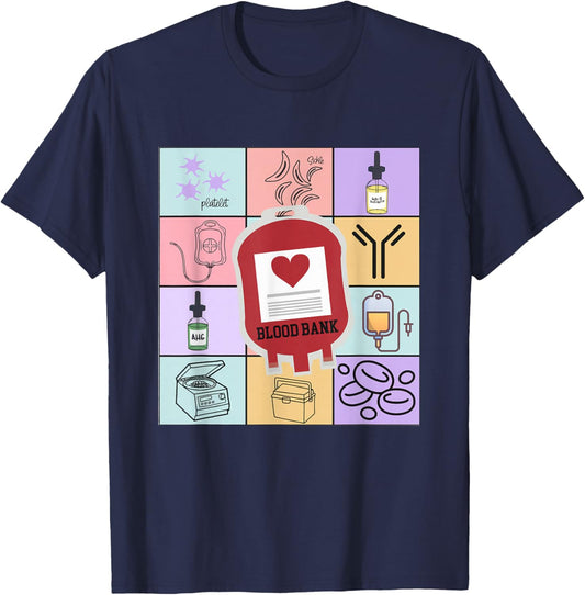 Blood Bank Tech Laboratory Blood Transfusion Blood Banker T-Shirt - T-Shirt | Navy