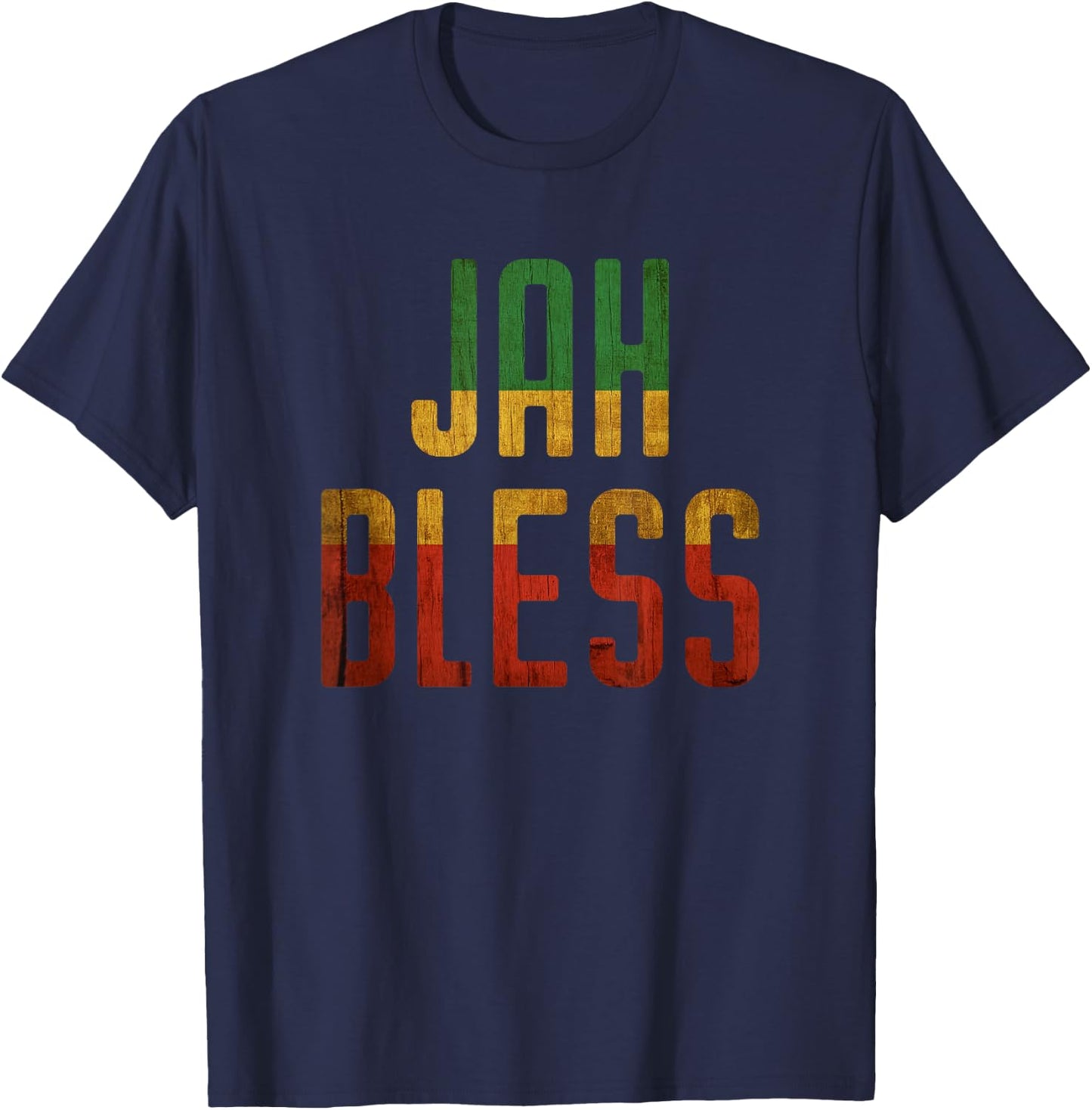 Jah Bless Rasta T Shirt Jamaica Roots Rock Reggae T-Shirt - T-Shirt | Navy