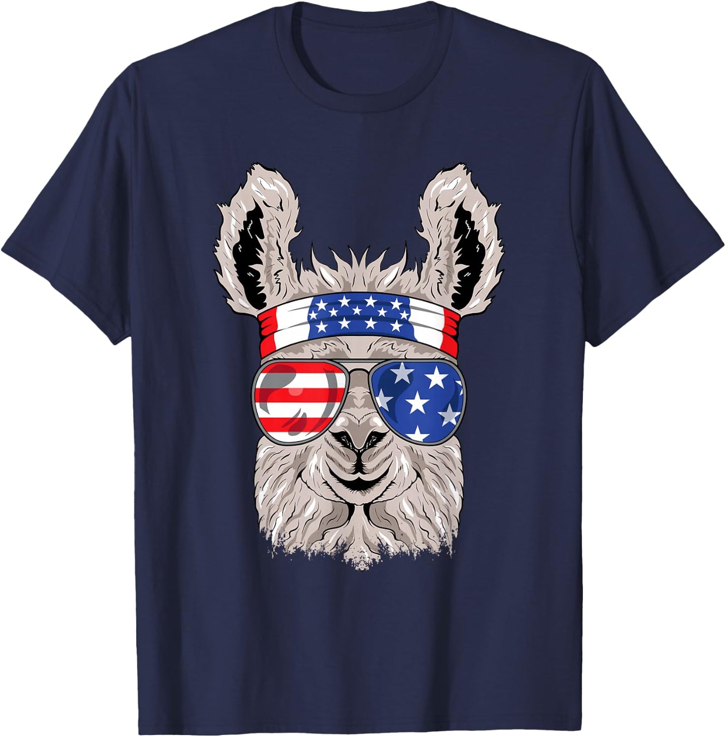 USA Patriotic Llama Shirt - July 4th - Alpaca T-Shirt - T-Shirt | Navy