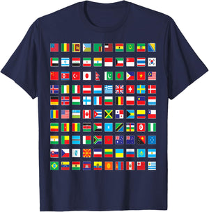 International world flags and world map for children T-Shirt - T-Shirt | Navy