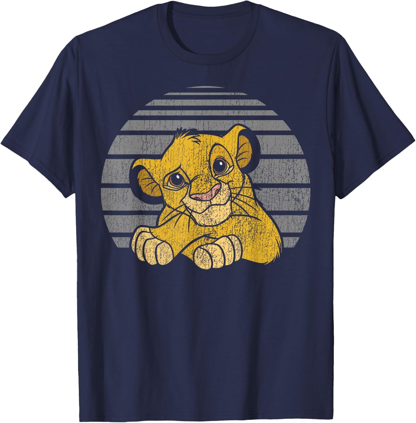 Disney Lion King Young Simba Distressed Stripes T-Shirt - T-Shirt | Navy