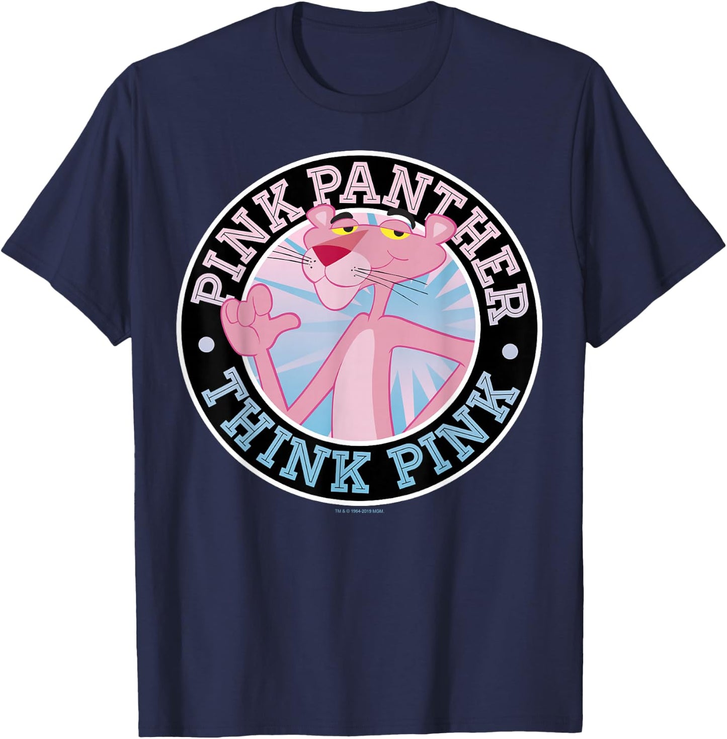 Pink Panther Think Pink Circle Portrait Small T-Shirt - T-Shirt | Navy