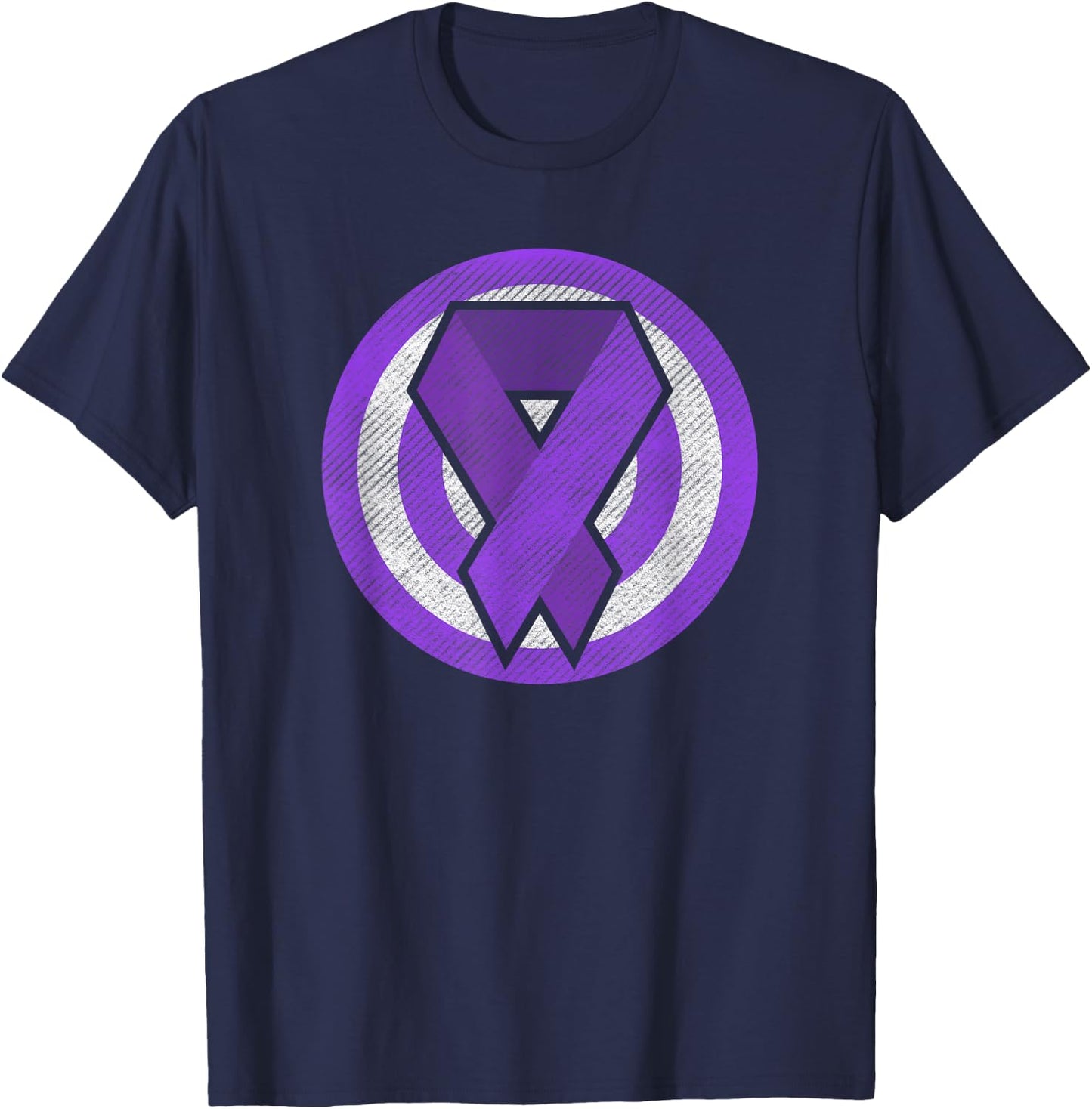 Epilepsy Awareness Purple Ribbon Super Hero T-Shirt - T-Shirt | Navy