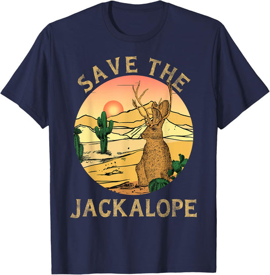 Jackrabbit Desert Cactus Mountain vintage save the Jackalope T-Shirt - T-Shirt | Navy