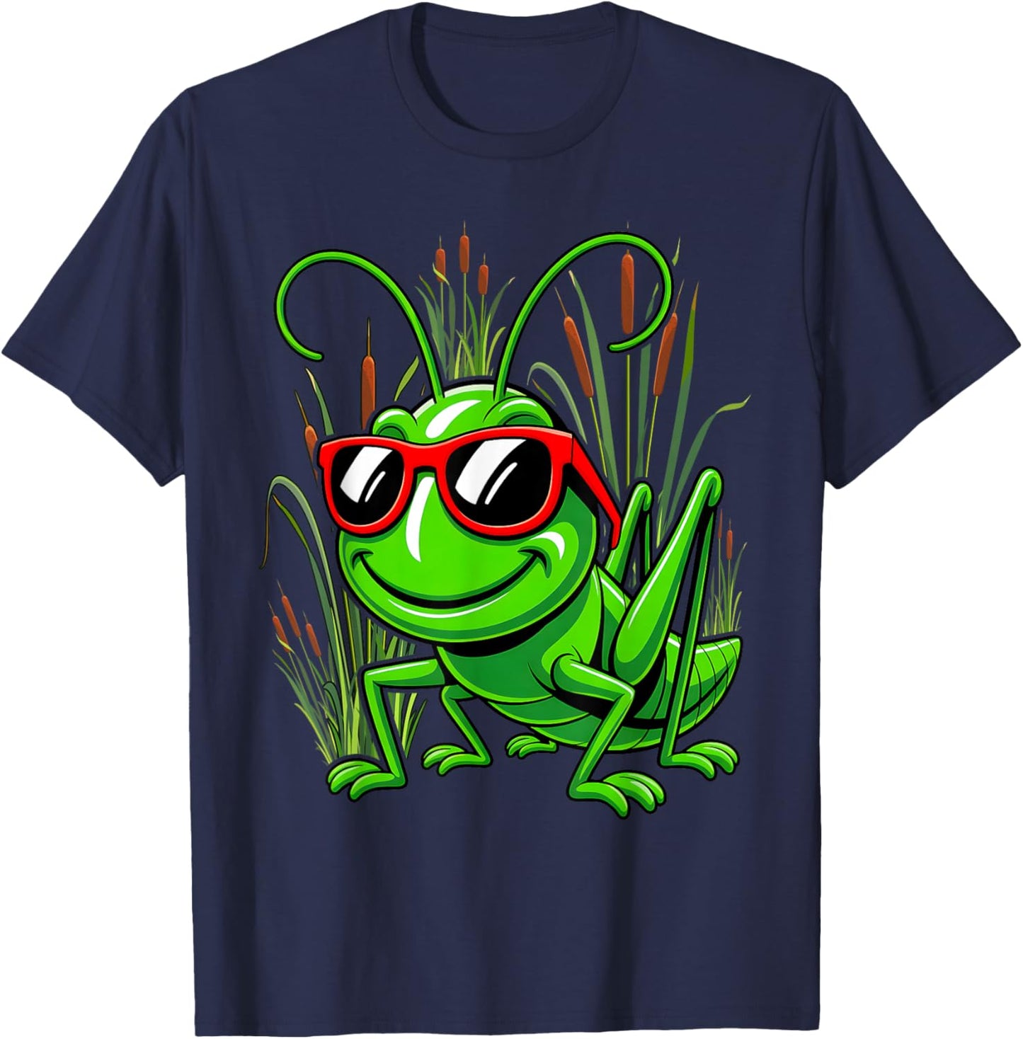 Grasshopper Wearing Eyeglasses Funny Insect for Kids T-Shirt - T-Shirt | Navy