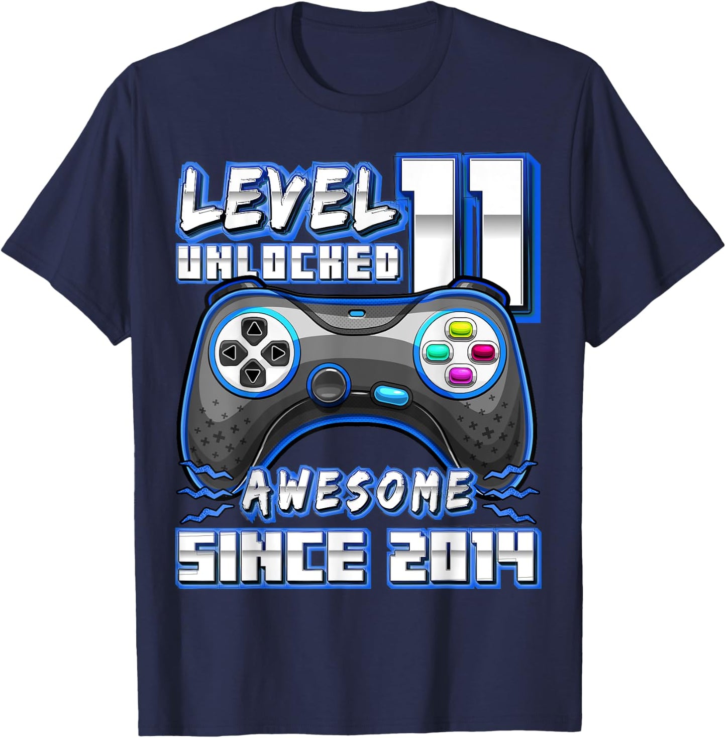 11th Birthday Boy Level 11 Gamer 11 Year Video Game Party T-Shirt - T-Shirt | Navy