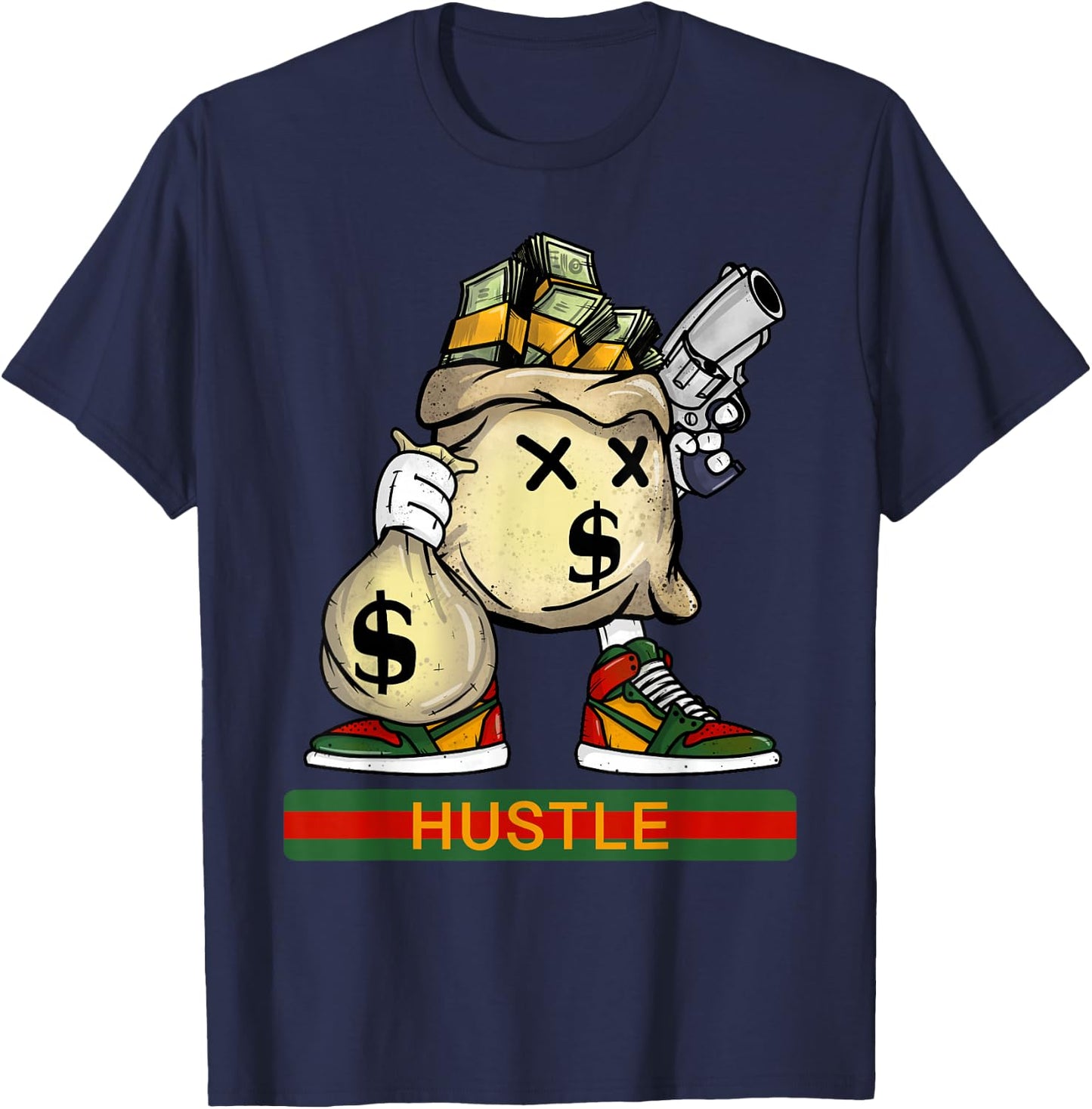 Money Stacks Hustle Wall Street Hip Hop Rap Lover Gift T-Shirt - T-Shirt | Navy