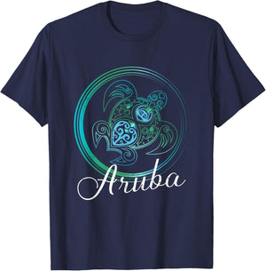 Aruba Tribal Turtle Souvenir Gift T-Shirt - T-Shirt | Navy
