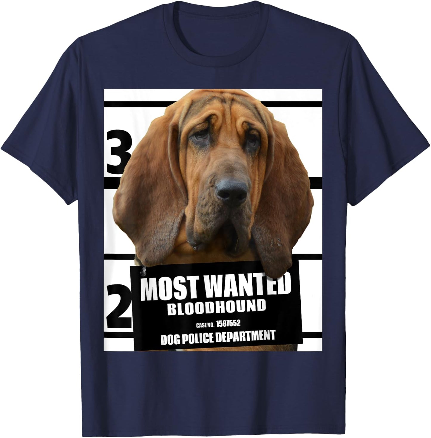 Most Wanted Bloodhound B - Blood Hound Dog T-Shirt - T-Shirt | Navy