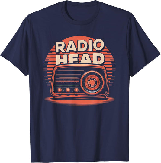 Retro Vintage Radio Head T-Shirt - T-Shirt | Navy