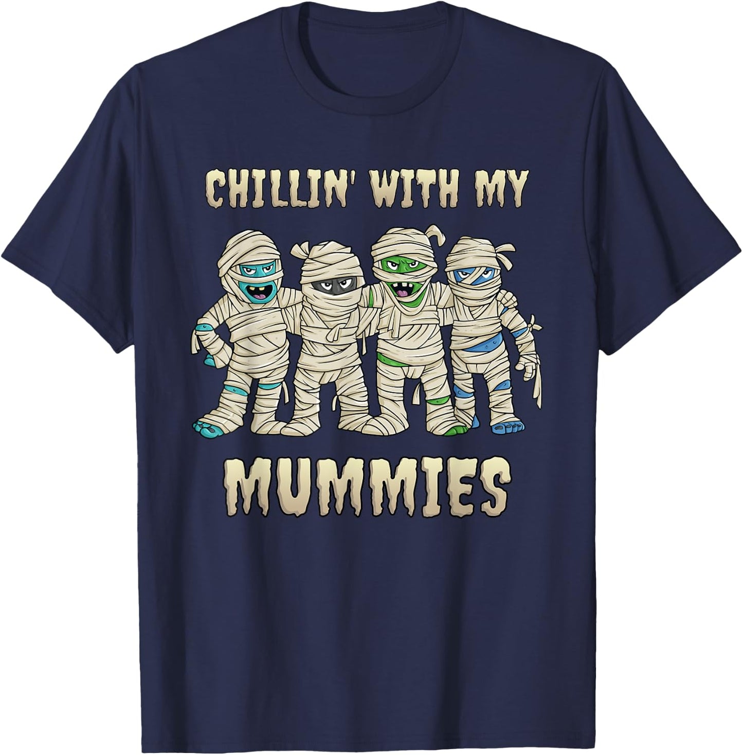 Chillin With My Mummies Halloween Boys Kids Funny T-Shirt - T-Shirt | Navy