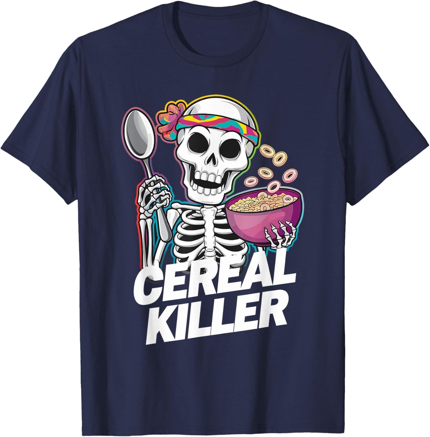 Cereal Killer Halloween Love Cereal Funny Cereal T-Shirt - T-Shirt | Navy