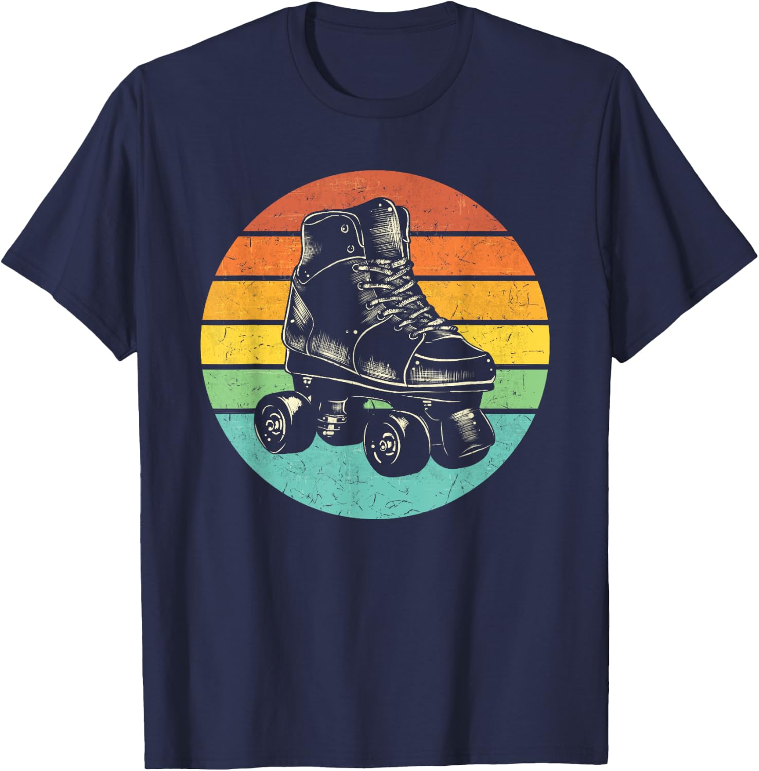 Roller Skate Vintage Style 70s and 80s Skating T-Shirt - T-Shirt | Navy