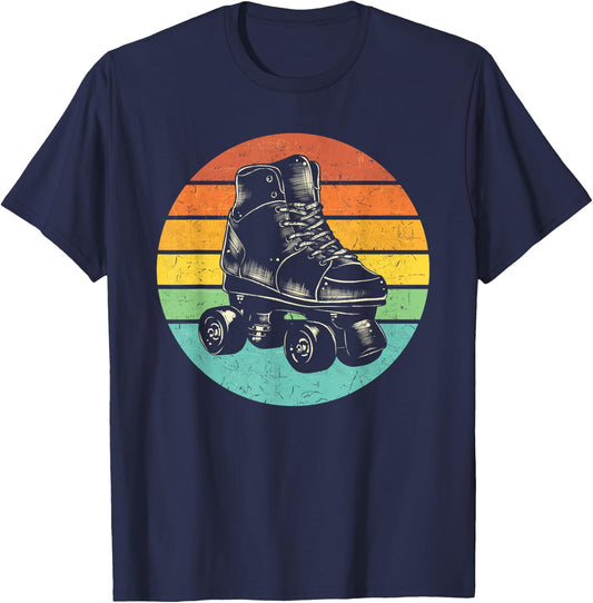 Roller Skate Vintage Style 70s and 80s Skating T-Shirt - T-Shirt | Navy