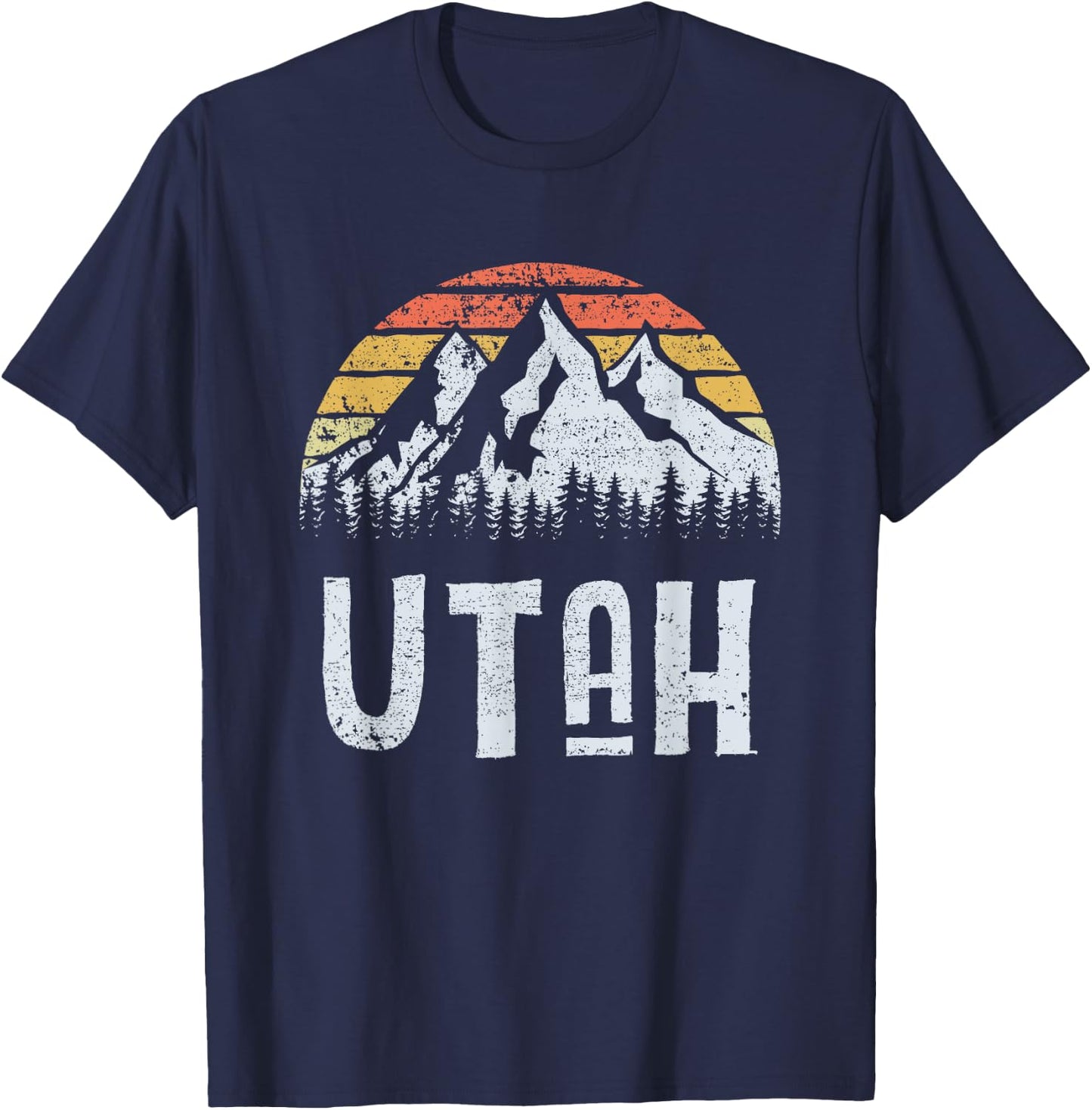 Vintage Retro UT Utah Mountain State Sunrise T-Shirt - T-Shirt | Navy