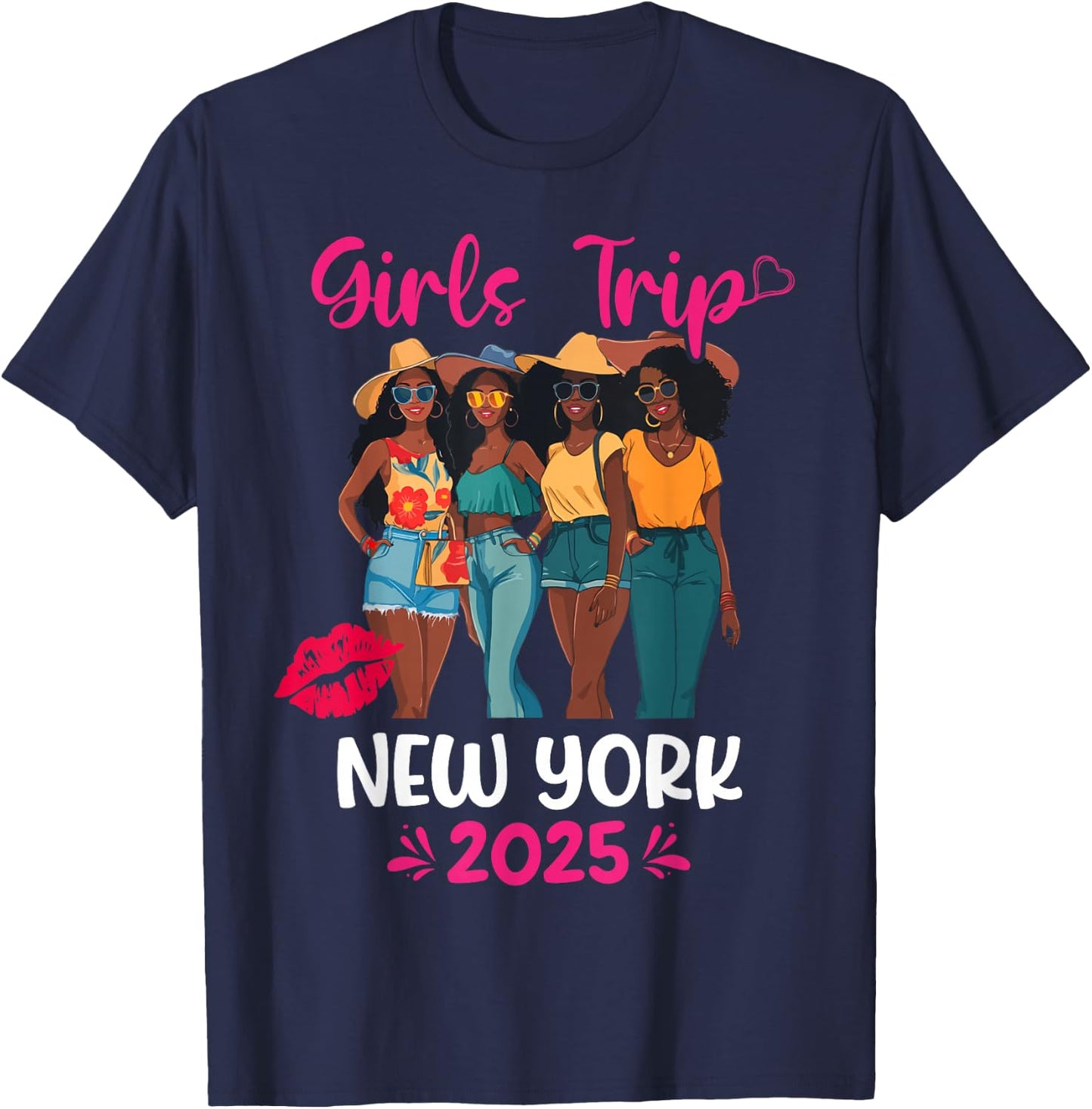 Black Girls Trip New York 2025 Vacation Matching T-Shirt - T-Shirt | Navy