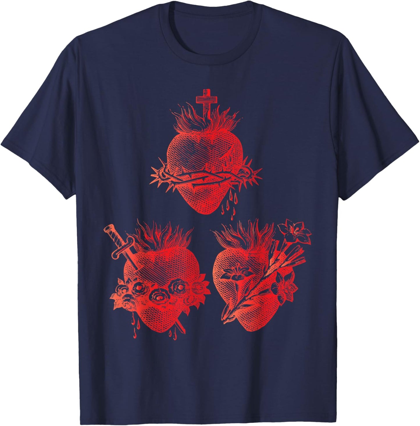 Sacred Heart of Jesus and Immaculate Heart of Mary Joseph 2R T-Shirt - T-Shirt | Navy