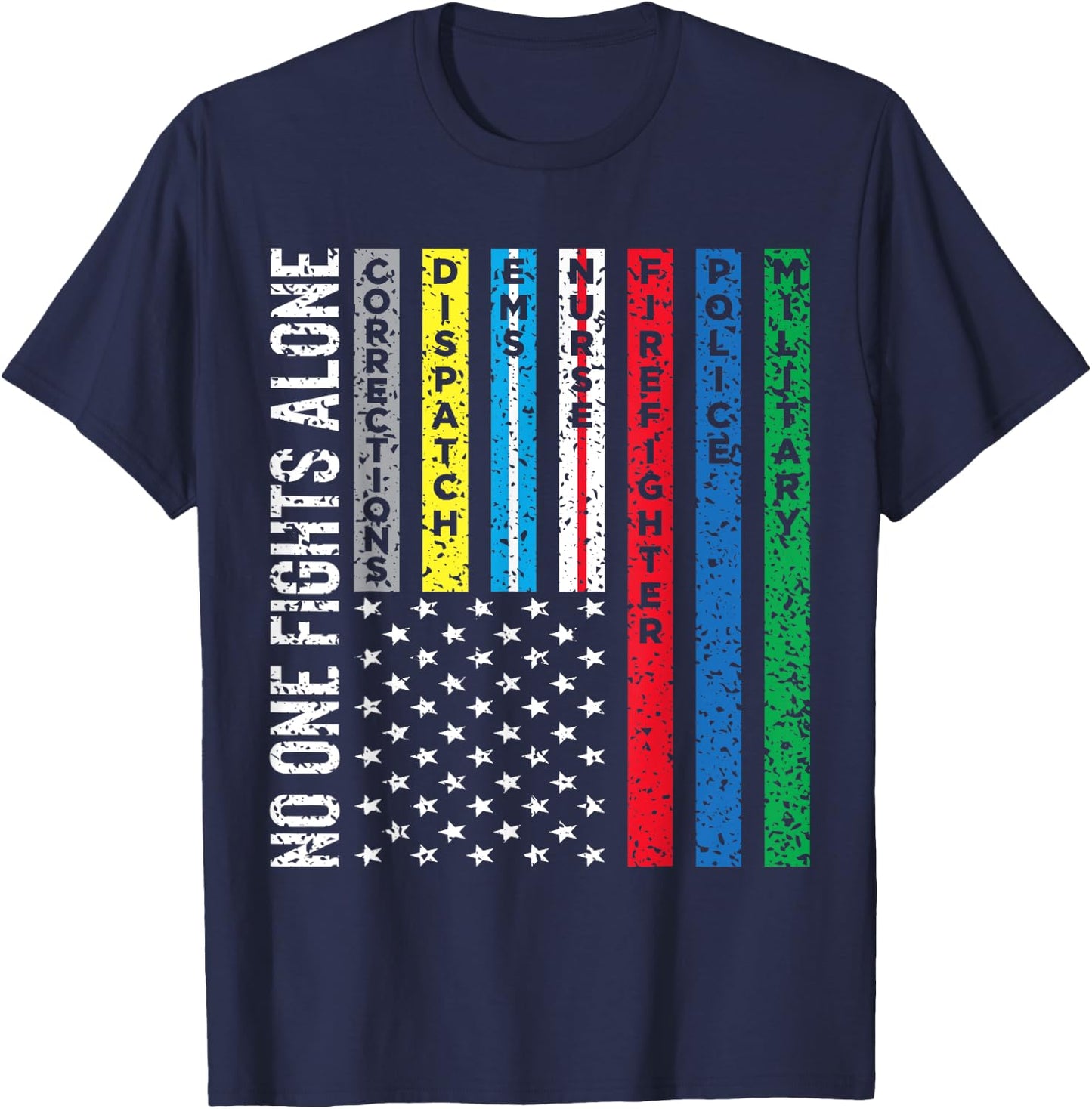 No One Fights Alone First Responders T-Shirt - T-Shirt | Navy