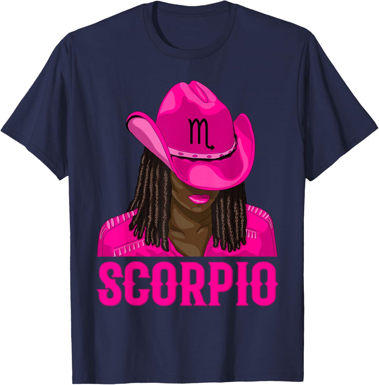 Scorpio Western Cowgirl African American Black Women T-Shirt - T-Shirt | Navy