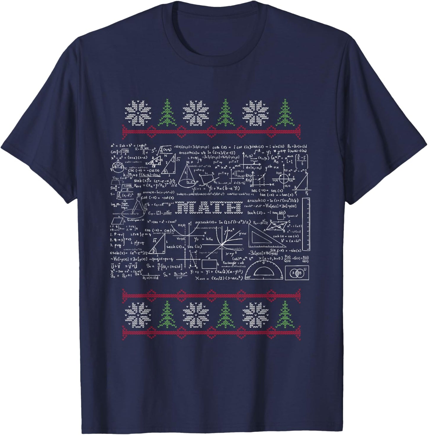 Science Math Ugly Sweater Christmas T-Shirt - T-Shirt | Navy