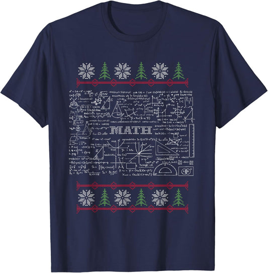 Science Math Ugly Sweater Christmas T-Shirt - T-Shirt | Navy