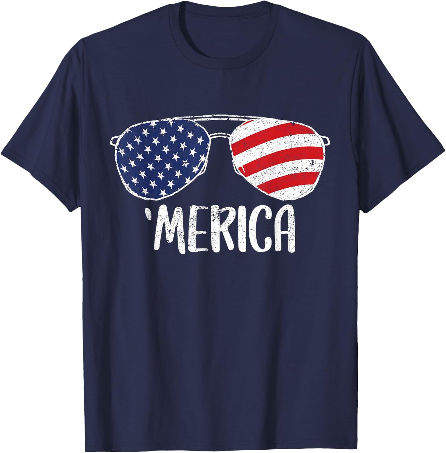 4th of July Merica Sunglasses Gift Men Women Kids USA T-Shirt - T-Shirt | Navy