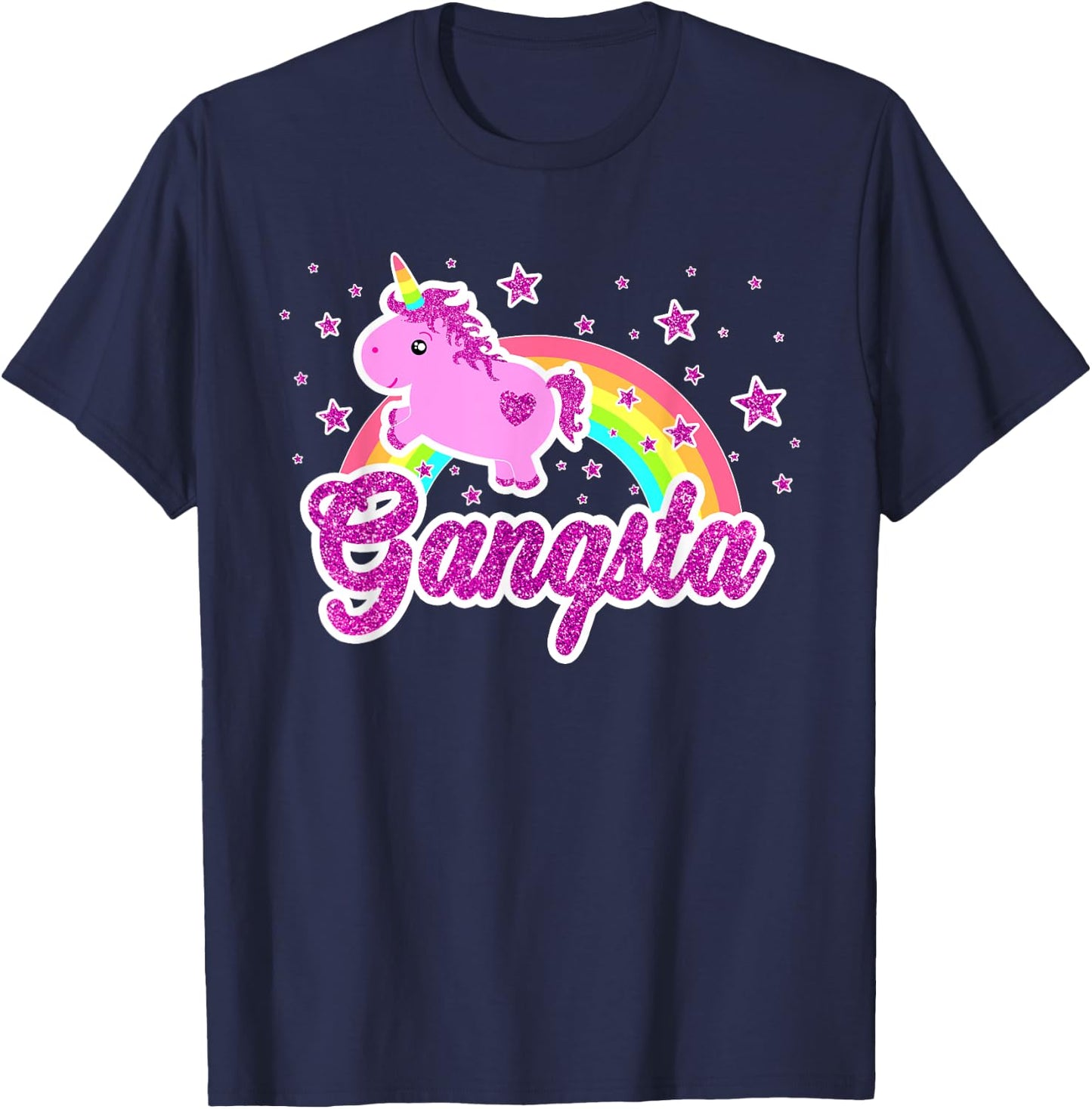 Funny Ironic Cool Unicorn Gangsta Music Festival Shirt T-Shirt - T-Shirt | Navy