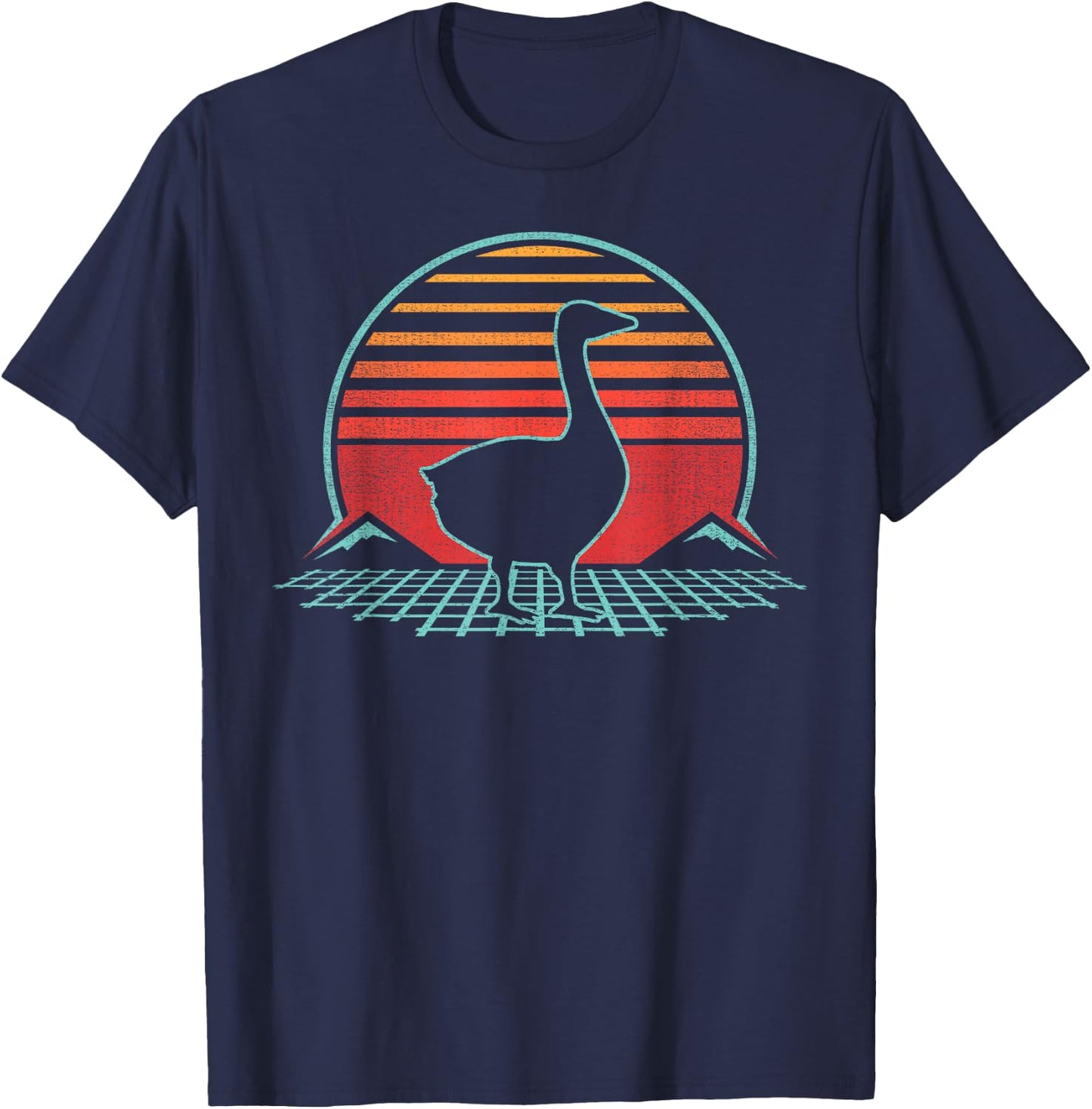 Goose Retro Vintage 80s Style Animal Lover Gift T-Shirt - T-Shirt | Navy