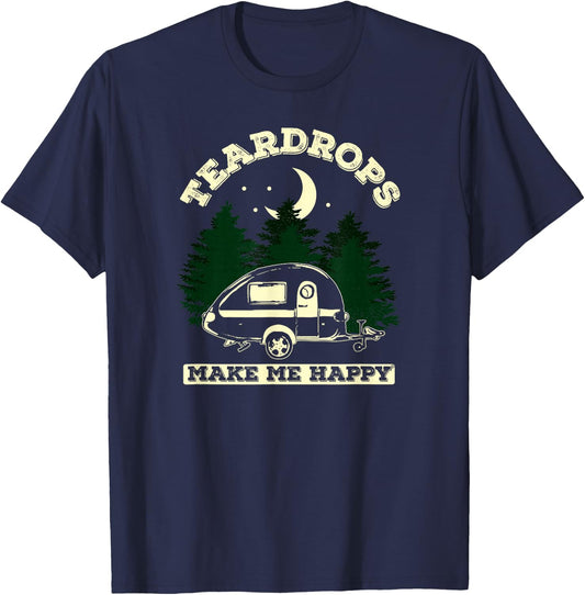 Teardrops Make Me Happy - Teardrop Trailer Moonlight Edition T-Shirt - T-Shirt | Navy