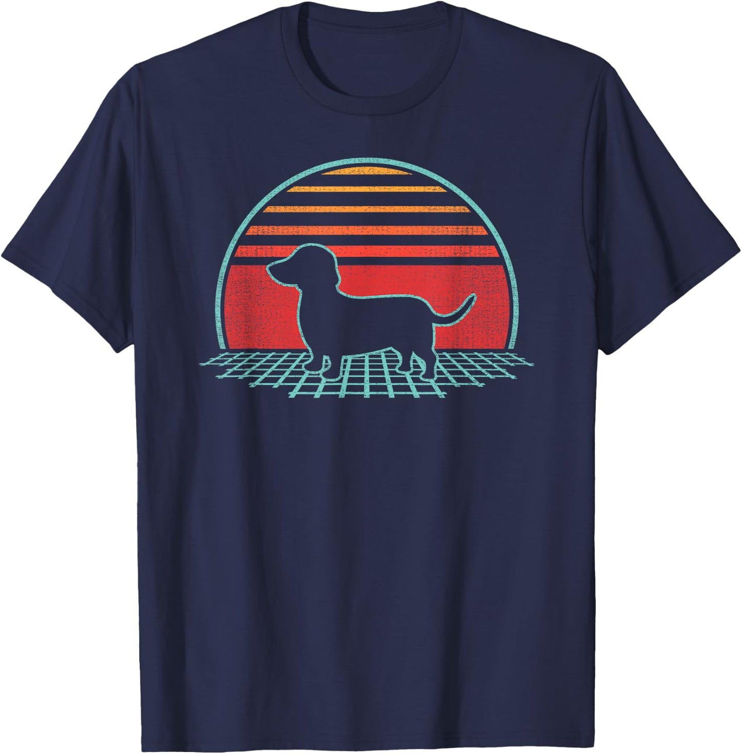 Dachshund Weiner Dog Doxie Retro Vintage 80s Style T-Shirt - T-Shirt | Navy