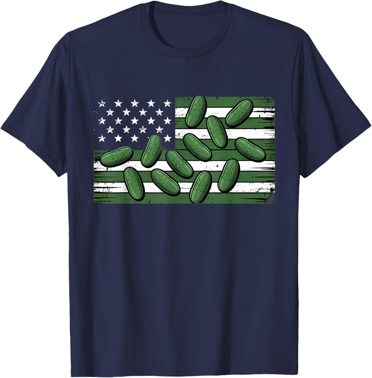 Pickle American Flag USA Dill Cucumber Lover Pickling T-Shirt - T-Shirt | Navy