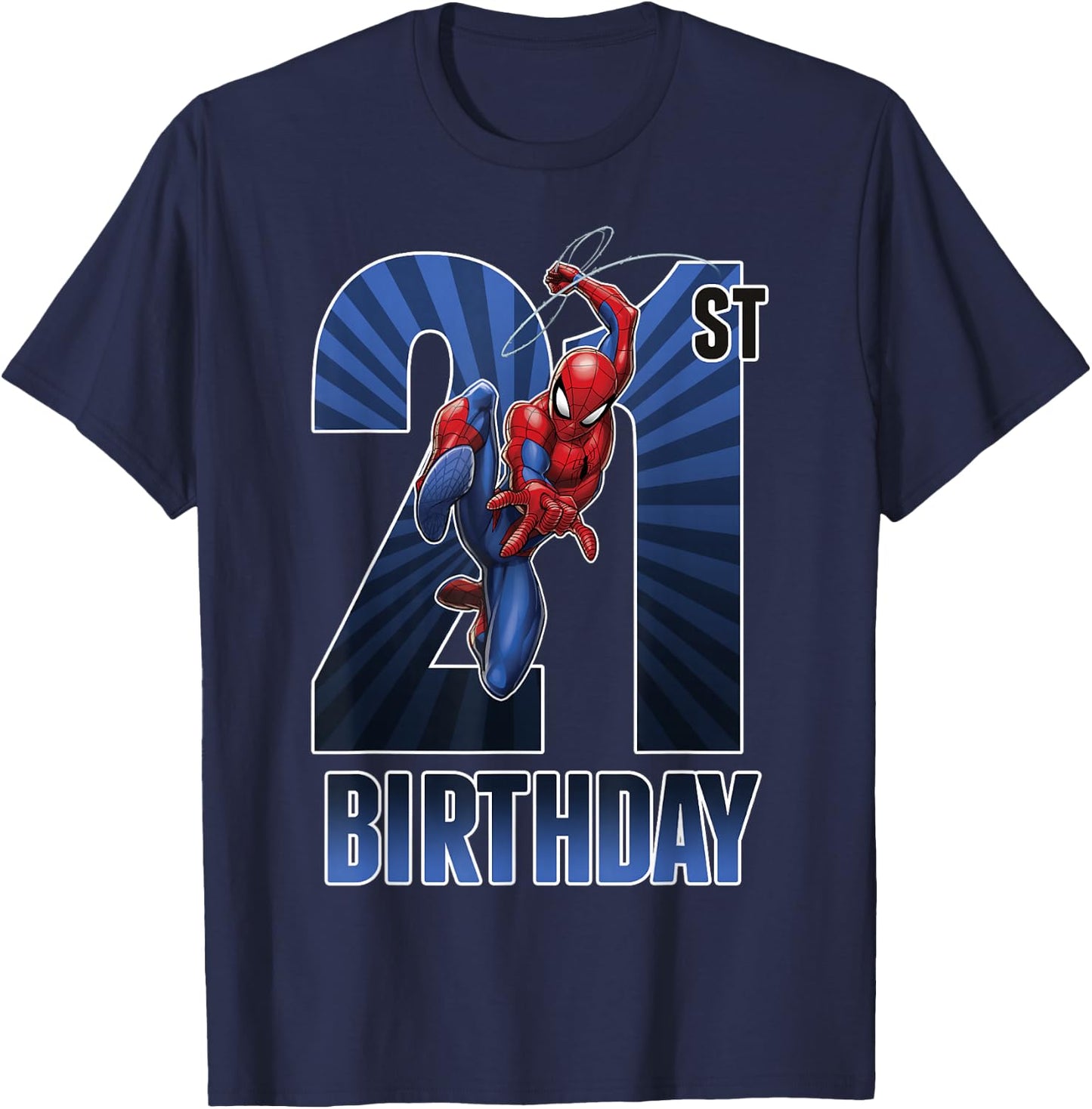 Marvel Spider-Man Swinging 21st Birthday Graphic T-Shirt - T-Shirt | Navy