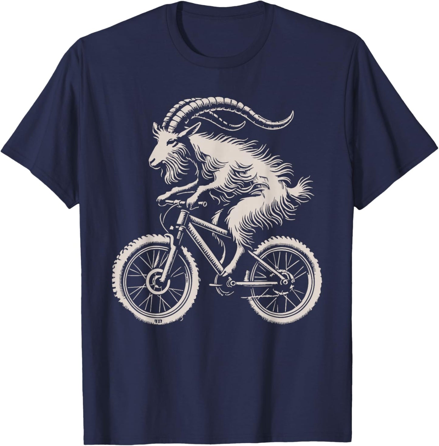 Mountain Bike Goat Cycling Funny Bike Trail Riding Humor MTB T-Shirt - T-Shirt | Navy