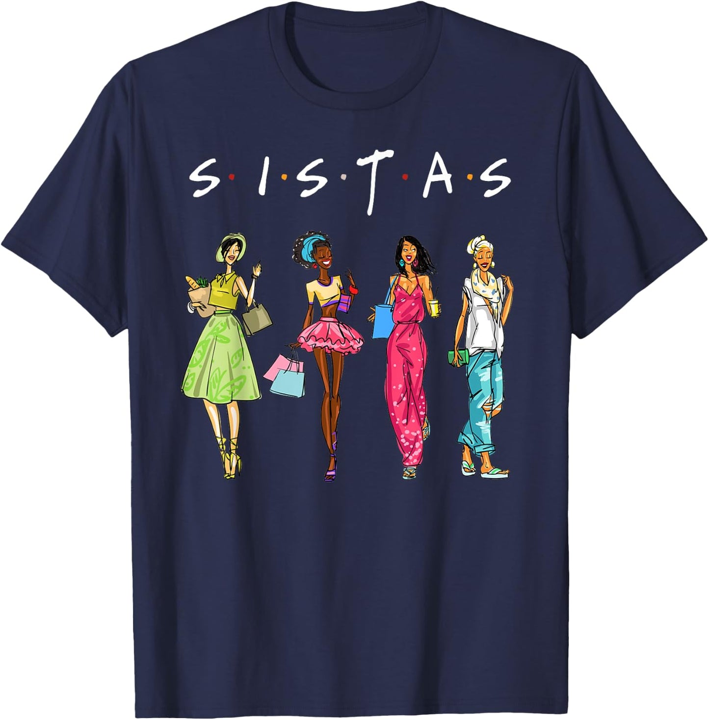 Black Sistas Queen Melanin African American Women Pride T-Shirt - T-Shirt | Navy