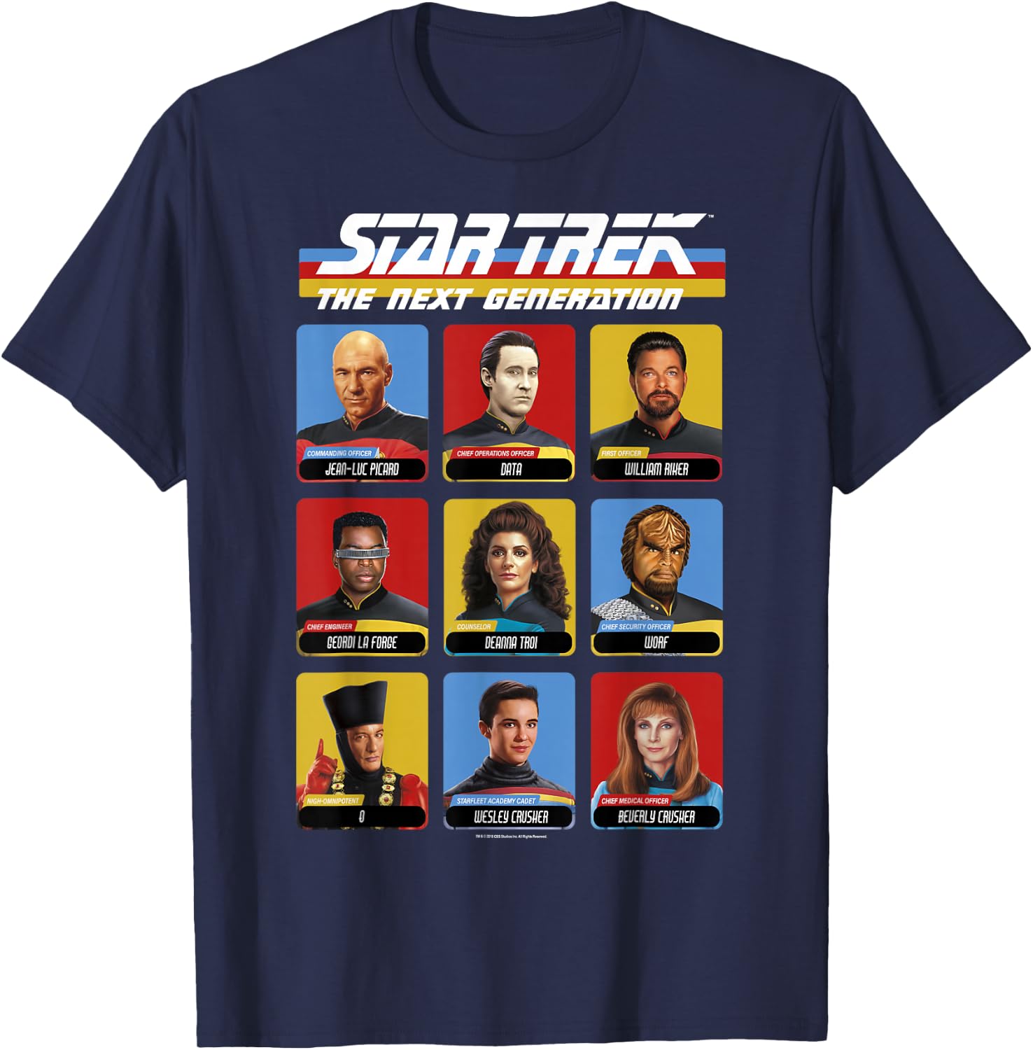 Star Trek Next Generation 9 Cast Members T-Shirt - T-Shirt | Navy