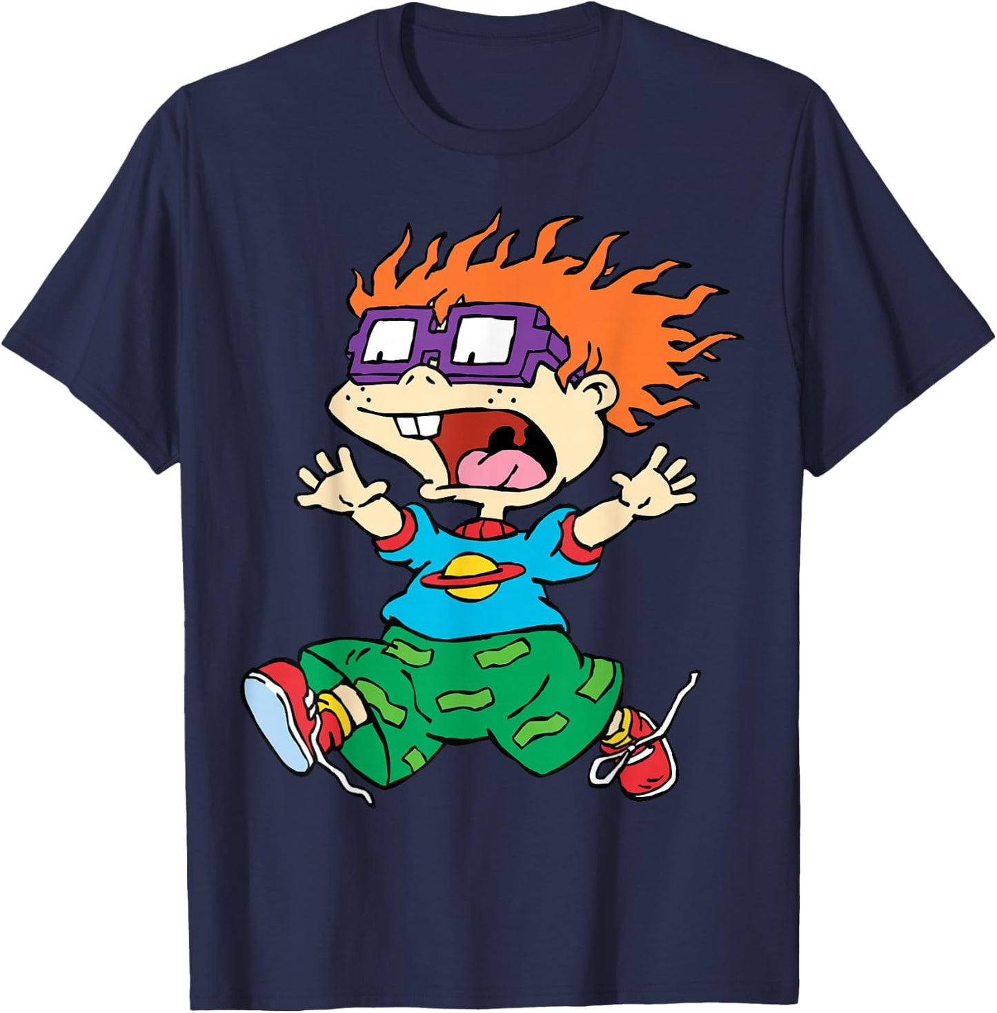 Chucky Running Away Center Design T-Shirt - T-Shirt | Navy