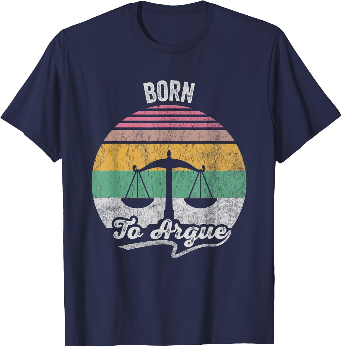 Born To Argue Retro Scales Symbol T-Shirt - T-Shirt | Navy