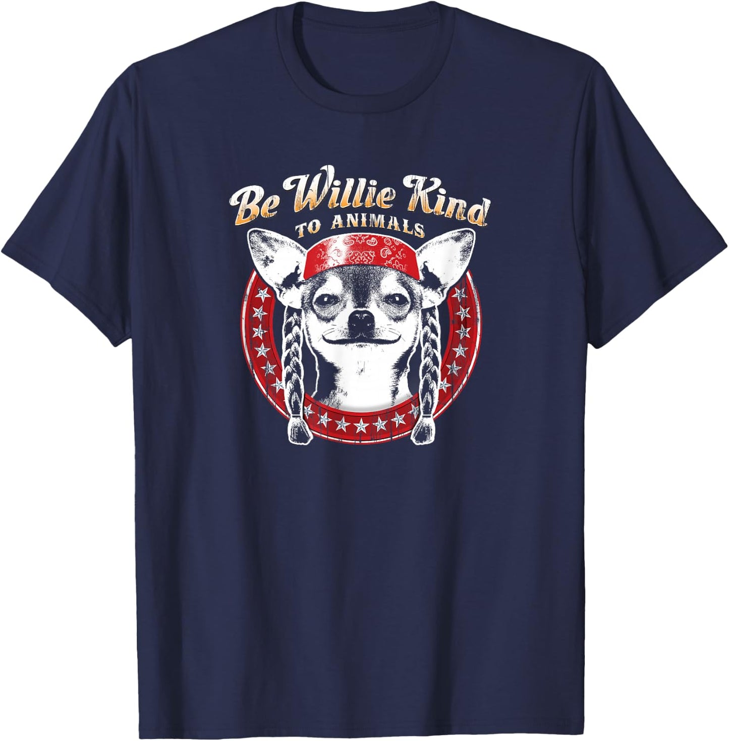 Willie Nelson - Be Willie Kind to Animals T-Shirt - T-Shirt | Navy
