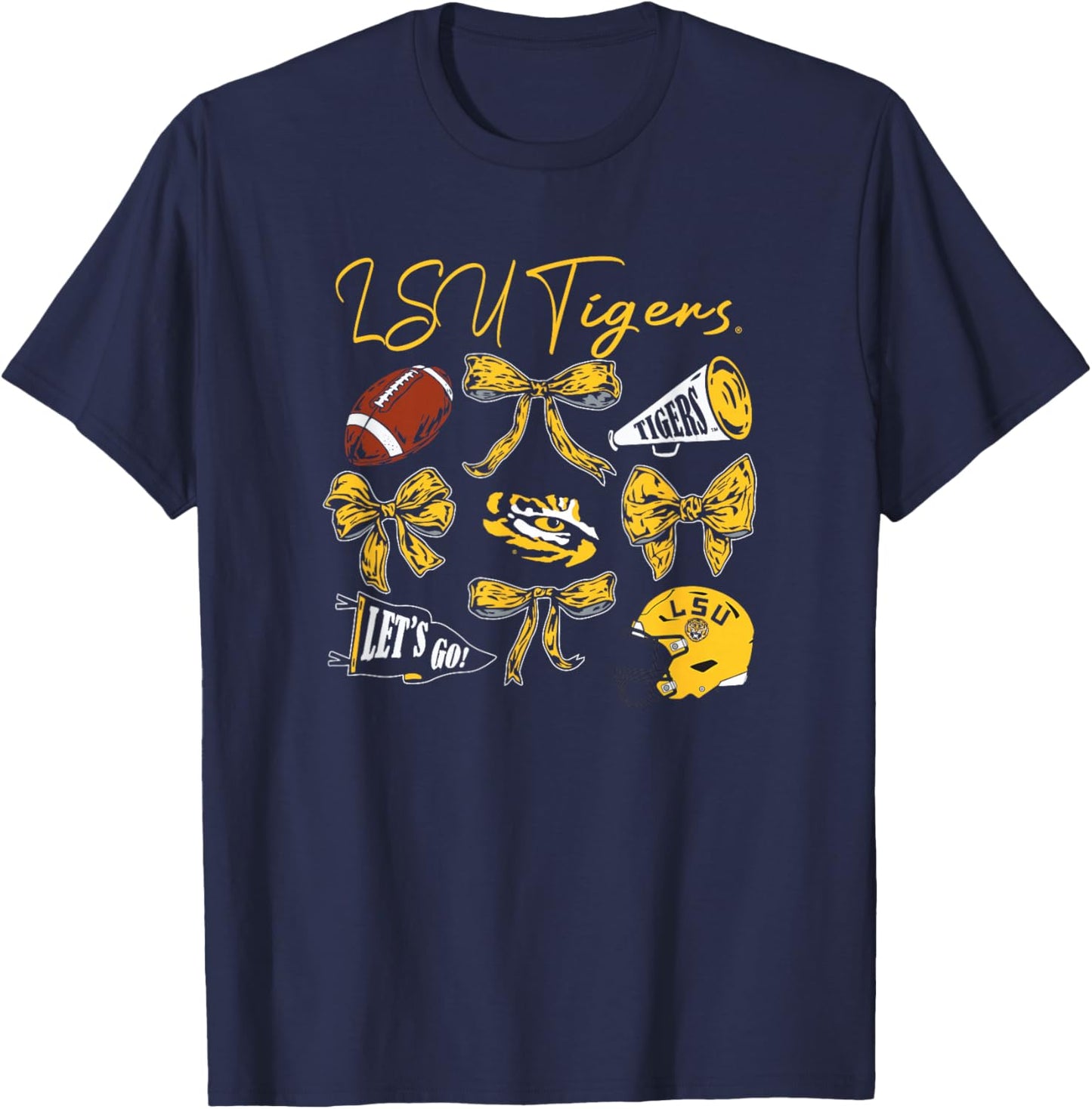 LSU Tigers Football Bows Purple Officially Licensed T-Shirt - T-Shirt | Navy