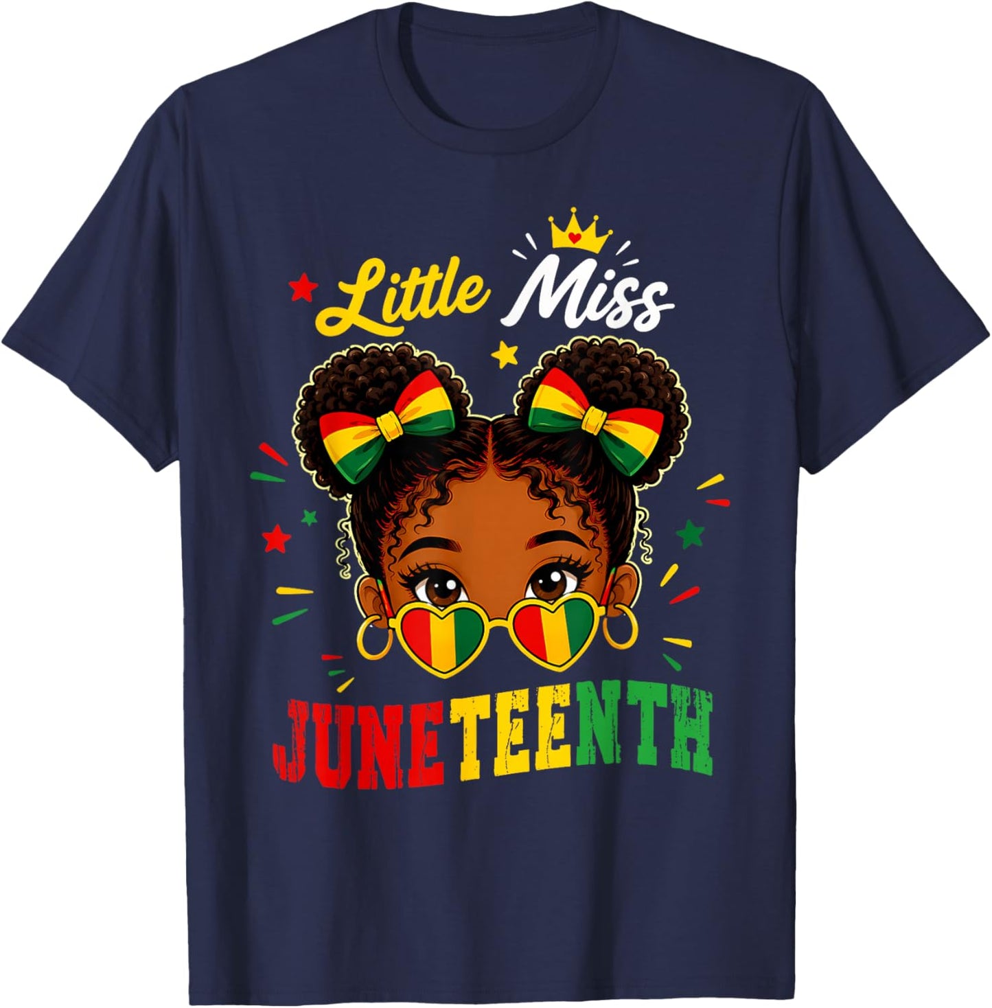 Miss Juneteenth Shirts Girls African American Afro Girl T-Shirt - T-Shirt | Navy