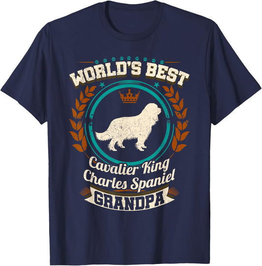 World's Best Cavalier King Charles Spaniel Grandpa T-Shirt - T-Shirt | Navy
